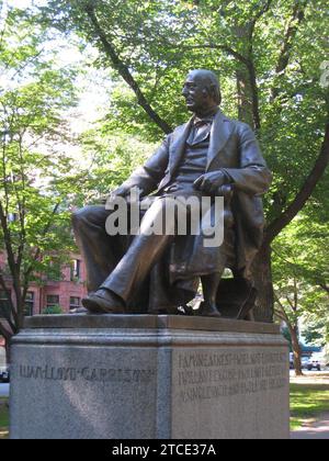 William Lloyd Garrison auf der Commonwealth Avenue, Boston. Stockfoto