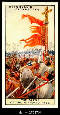 Battle of the Standard, 1138 – Vintage-Zigarettenkarte Stockfoto