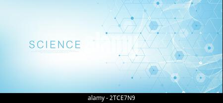 Moderne Gesundheitspflege oder medizinisches Hintergrunddesign. Innovationskonzept im Gesundheitswesen. Webbanner für horizontale Kopfzeilen. Abstrakter geometrischer Hintergrund mit Stock Vektor