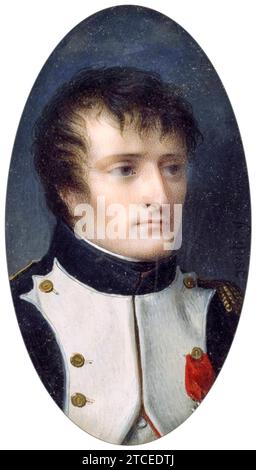 Napoléon Bonaparte (1769–1821), Kaiser der Franzosen, Porträt-Miniatur-Aquarellmalerei auf Elfenbein von Jean Baptiste Isabey, 1804 Stockfoto
