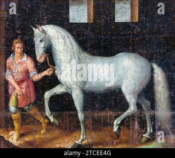 Jacob de Gheyn II. Gemälde, spanisches Kriegspferd, Öl auf Leinwand, 1603 Stockfoto