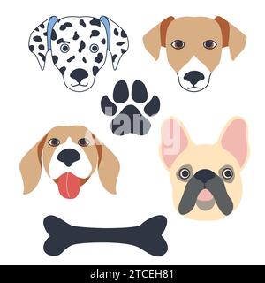 Zeichentrickfiguren mit Hund oder Hündchen. Stock Vektor