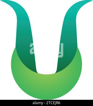 U-Letter Logo. Tulpenart. Grüne Farbe. - Vektor Stock Vektor