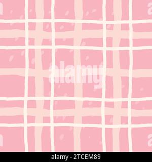 Doodle Cute Karomuster Vektor Muster. Vertikal und horizontal strukturiert, handgezeichnet, kreuzende Pastellstreifen. Geometrischer Hintergrund für freihändige Elemente Stock Vektor