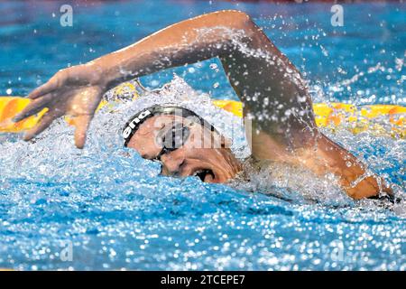 Simona Quadarella aus Italien nimmt an den 400 m langen Freestyle Women Heats während der Kurzkurs-Europameisterschaft im Complex Olimpic de Natație Otopeni in Otopeni (Rumänien) am 10. Dezember 2023 Teil. Stockfoto