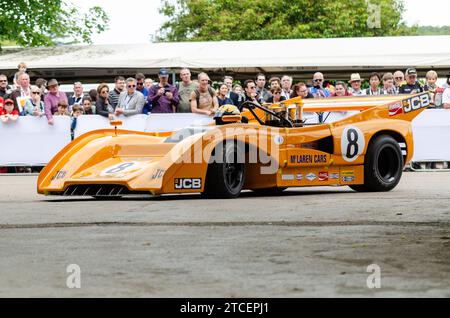 1971 McLaren M8F beim Goodwood Festival of Speed Motorsport Event 2016. Entwickelt für die Can-am-Saison 1971 mit einem Chevrolet V8 Stockfoto