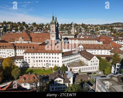 Blick auf die Drohne in der Abtei St. Gallen in der Schweiz Stockfoto