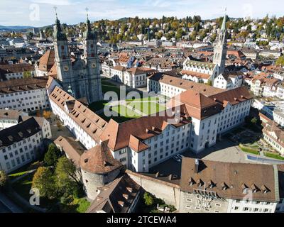 Blick auf die Drohne in der Abtei St. Gallen in der Schweiz Stockfoto