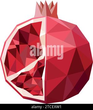 Isolierte farbige Granatapfelfrucht niedriger Poly-Stil Vektor Stock Vektor