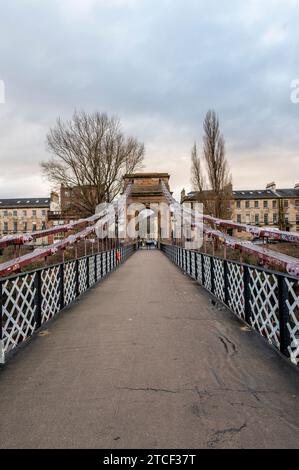 Glasgow Footbridge, bekannt als South Portland St Suspensionsbrücke über den Fluss Clyde Stockfoto