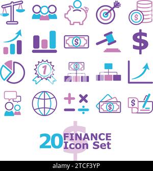 Farbige Finanzsymbole legen Vektor fest Stock Vektor