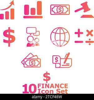 Farbige Finanzsymbole legen Vektor fest Stock Vektor