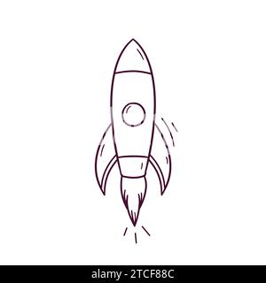 Handgezeichnete Abbildung des Raketensymbols. Illustration Der Kritzelvektorskizze Stock Vektor