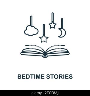 Symbol „Schlafenszeiten“. Einfaches Element aus der Sammlung gut schlafen. Creative Bedtime Stories Symbol für Web-Design, Vorlagen, Infografiken und vieles mehr Stock Vektor