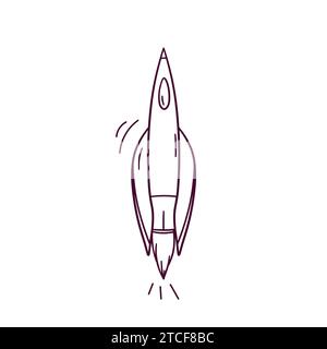 Handgezeichnete Abbildung des Raketensymbols. Illustration Der Kritzelvektorskizze Stock Vektor