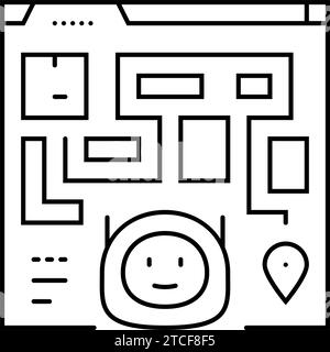 Illustration des Symbols der autonomen Auslieferungslinie für AI-Routing Stock Vektor