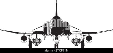 F-4 Phantom, schwarze Silhouette Stock Vektor