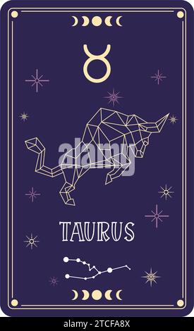 Isolierte Tarotkarte mit Taurus-Sternzeichen Vektor Stock Vektor