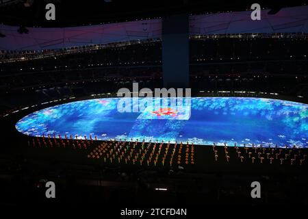 FEBRUAR 2022 - Peking, China: Tänzer treten während der Vorshow der Eröffnungszeremonie der Olympischen Winterspiele 2022 in Peking auf (Foto: Mickael Chavet/RX) Stockfoto