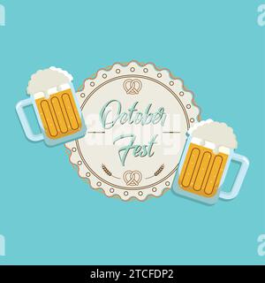 Farbiges oktoberfest-Poster mit flachem Design Vektor Stock Vektor