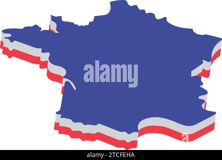 Isolierte Karte von Frankreich mit seinen Flaggenfarben Vektor Stock Vektor