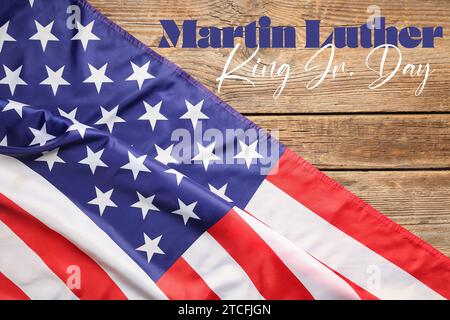 USA-Flagge auf hölzernem Hintergrund. Martin Luther King Jr. Tag Stockfoto