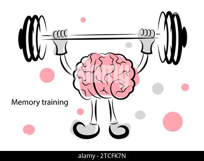 Gedächtnistraining. Gehirn mit Langhantel Stock Vektor