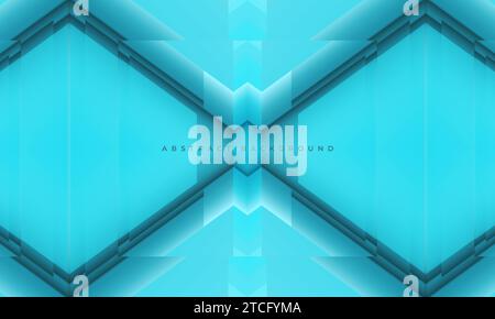Hellblauer abstrakter 3D-Spielhintergrund mit technischen futuristischen Rautenrahmen. Weißes abstraktes, geometrisches, modernes Bannerdesign. Vektor Stock Vektor