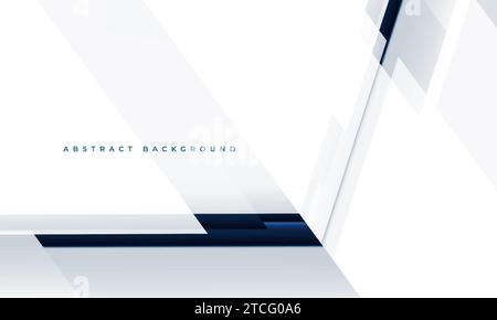 Weißer moderner abstrakter Hintergrund mit blauen und grauen geometrischen Formen. Dunkelblaues und weißes abstraktes Banner. Vektorabbildung Stock Vektor