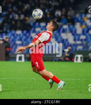 Neapel, Neapel, Italien. Dezember 2023. Neapel 12.12.2023, während des Fußballspiels, das für die Champions League 2023 gültig ist, zwischen den Mannschaften des SSC Napoli vs. FC Braga im Diego Armando Maradona Stadion. Im Bild: Victor Gomez vom SC Braga (Credit Image: © Fabio Sasso/ZUMA Press Wire) NUR REDAKTIONELLE VERWENDUNG! Nicht für kommerzielle ZWECKE! Stockfoto