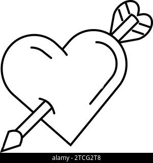 Herz durchbohrt Linie Symbol Vektor Illustration Stock Vektor