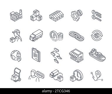 Vektorsatz für Symbole der Lieferkette Stock Vektor
