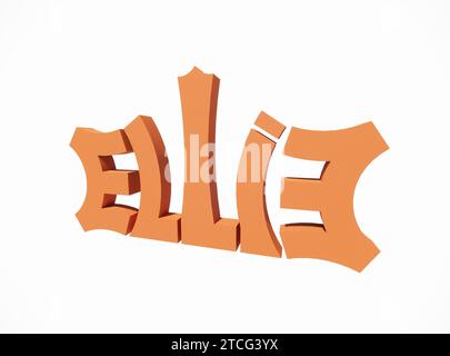 Logo Symbol 3D Namensaufschrift Ellie geeignet für Kleidung, Schmuck Halsketten, Geburtstagsgeschenke, Verlobungen, Hochzeiten Stockfoto