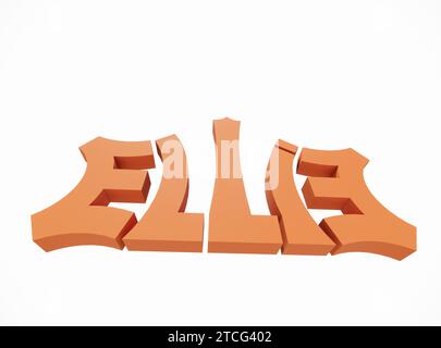 Logo Symbol 3D Namensaufschrift Ellie geeignet für Kleidung, Schmuck Halsketten, Geburtstagsgeschenke, Verlobungen, Hochzeiten Stockfoto