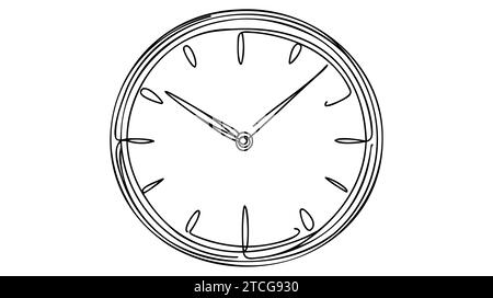 Durchgehende einzeilige Zeichnung Uhrensymbol auf weißem Hintergrund. Vektor. Stock Vektor