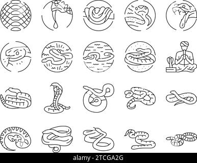 Schlangen-schwarze Schlange-Viper Kobra-Symbole setzen Vektor Stock Vektor
