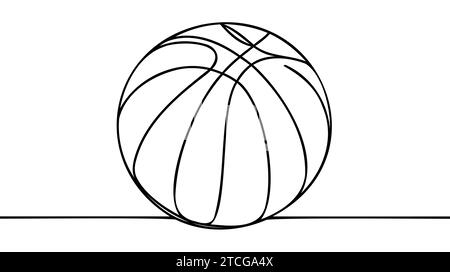 Kontinuierliche eine Linie zeichnen. Basketball Symbol. Vector Illustration Stock Vektor