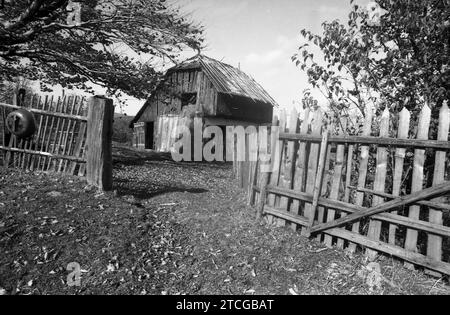 Scheune auf einem ländlichen Grundstück im Kreis Neamt, Rumänien, ca. 1998 Stockfoto