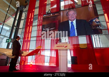 11/21/2013 Madrid. Vorstellung des neuen Iberia-Flugzeugs auf T4 in Barajas Foto Isabel Permuy ARCHDC. Quelle: Album / Archivo ABC / Isabel B Permuy Stockfoto