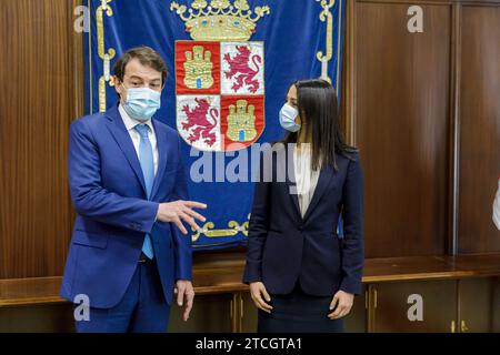 Valladolid, 04.06.2021. Der Präsident der Junta de Castilla y León, Alfonso Fernández Mañueco, trifft sich mit dem Präsidenten von Ciudadanos, Inés Arrimadas. Foto: Heras. ARCHDC. Quelle: Album / Archivo ABC / Francisco Javier de Las Heras Stockfoto