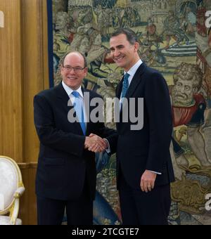 Madrid, 22.04.2016. Besuch von Prinz Albert II. Von Monaco bei König Felipe VI. Im Zarzuela Palast. Foto: Ángel de Antonio Archdc. Quelle: Album / Archivo ABC / Ángel de Antonio Stockfoto