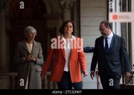 Barcelona, 03.04.2022. Bürgermeister Ada Colau, bei einer Pressekonferenz im Rathaus, nachdem er in der Stadt der Justiz ausgesagt hat. Foto: Inés Baucells. ARCHDC. Quelle: Album / Archivo ABC / Inés Baucells Stockfoto