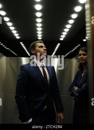 Madrid, 26.04.2016. Pressekonferenzen im Abgeordnetenkongress der politischen Vertreter nach der Runde der Kontakte mit HM dem König. Auf dem Bild Albert Rivera. Foto: Jaime García ARCHDC ARCHDC. Quelle: Album / Archivo ABC / Jaime García Stockfoto