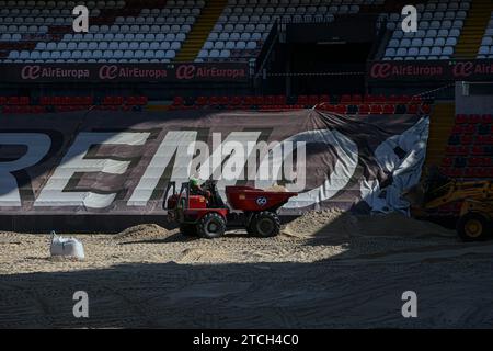 Madrid, 18.08.2021. Renovierungsarbeiten im Rayo Vallecano Stadion wenige Tage vor dem ersten Heimspiel in der Football League 2021. Foto: Jaime García. ARCHDC. Quelle: Album / Archivo ABC / Jaime García Stockfoto