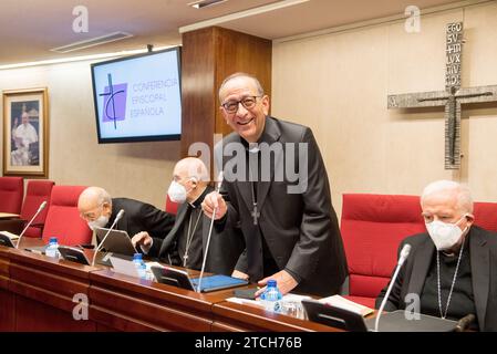 Madrid, 15.11.2021. Der Präsident der Bischofskonferenz, Juan José Omella, eröffnet die Vollversammlung. Foto: De San Bernardo. ARCHDC. Quelle: Album / Archivo ABC / Eduardo San Bernardo Stockfoto