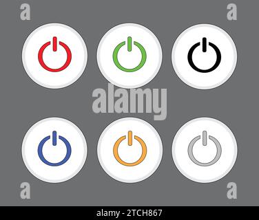 Ein-/Ausschalter ein-aus-Symbol Set Set Pack. Isolierter Aufkleber mit einfachem Design-Vektor, editierbar Stock Vektor