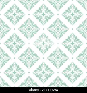 Nahtloses abstraktes Blumenmuster. Blauer und weißer Vektorhintergrund. Geometrische Blattverzierung. Grafisches, modernes Muster. Stock Vektor