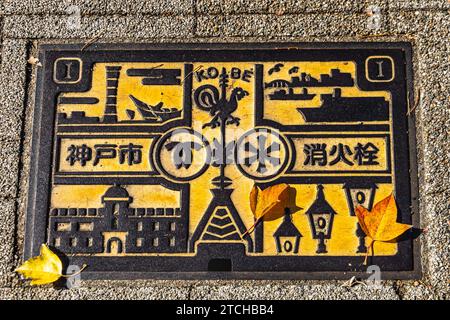Das Straßenschild in Kitano Ijinkan-Gai, Kobe Japan - berühmte Straße, wo das letzte Mal historische europäische Gebäude gebaut wurden. Stockfoto