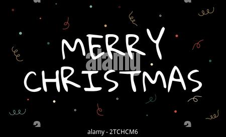 Weihnachtsbanner, Weihnachtsspaß und Kinderdesign. Horizontale weihnachtsposter, Karten, Kopfzeilen für Website. Schwarzer Hintergrund. Vektorabbildung Stock Vektor