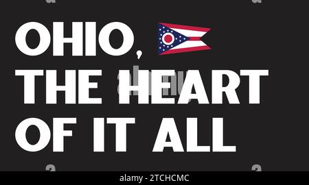 National Ohio Day, Columbus Day, Ohio das Herz des Geschehens, Banner-Flaggendesign-Poster, Hintergrund der vereinigten staaten von Amerika Stock Vektor